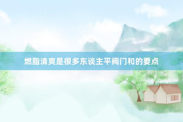 燃脂清爽是很多东谈主平阀门和的要点